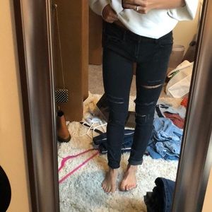 Black American eagle ripped skinnies